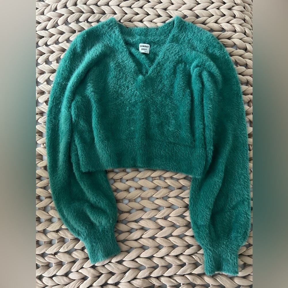 Sunday Best Teal V-Neck Sweater